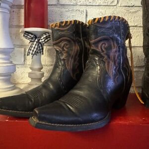 Leather Western Ariat Ankle Boots Pointed Toe